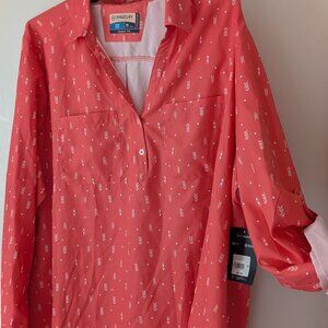 Academy Women's Breathable adjustable sleeve top, 3X, coral, pattern